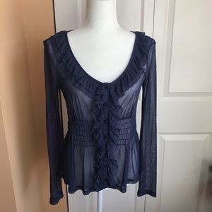 INC International Concepts Semi Sheer Blouse Size Medium EUC